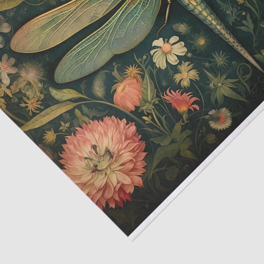 Dragonfly in Bloemen 6 Decoupage Papier (Detail)