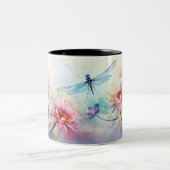 Dragonfly in bloemen tweekleurige koffiemok (Center)