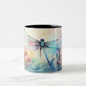 Dragonfly in bloemen tweekleurige koffiemok (Center)