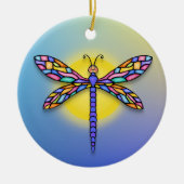 Dragonfly - in blues (rond) keramisch ornament (Voorkant)