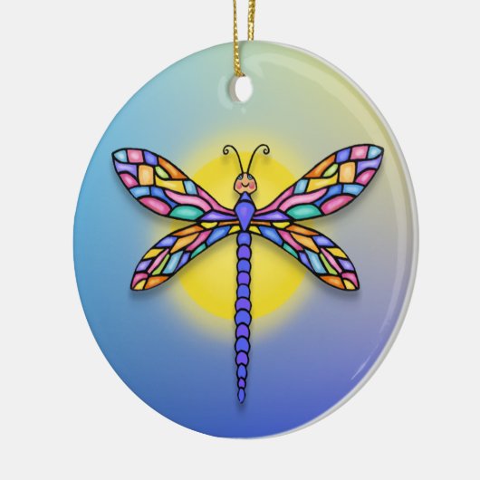 Dragonfly - in blues (rond) keramisch ornament (Links)