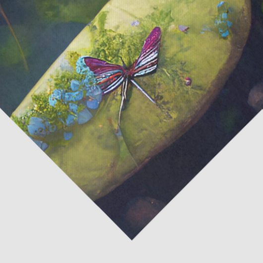 Dragonfly in een kleurrijke tuin tissuepapier (Detail)