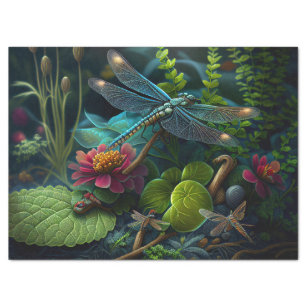 Dragonfly in een kleurrijke tuinontvlechting tissuepapier