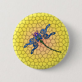 Dragonfly in een verkleurde rode stip ronde button 5,7 cm