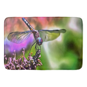 Dragonfly in groen en blauw realistische schilderi badmat