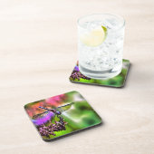 Dragonfly in groen en blauw realistische schilderi bier onderzetter (Rechterzijde)