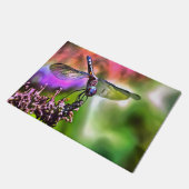 Dragonfly in groen en blauw realistische schilderi deurmat (Schuin)