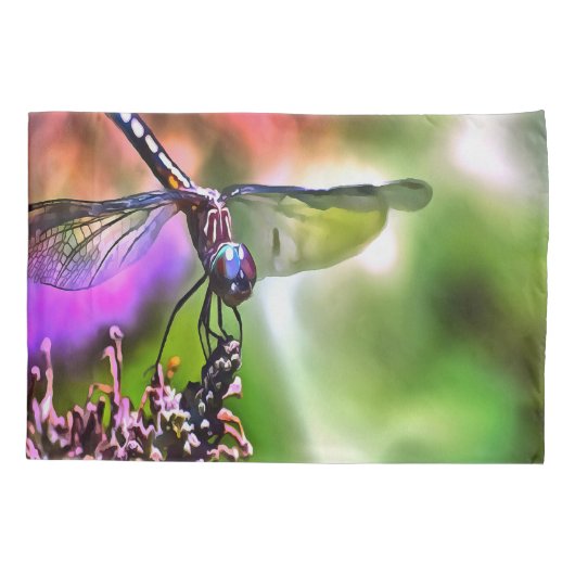 Dragonfly in groen en blauw realistische schilderi kussensloop (Achterkant-Links)