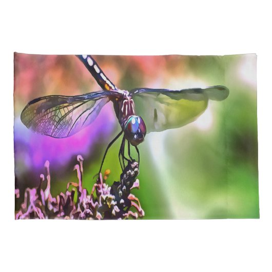 Dragonfly in groen en blauw realistische schilderi kussensloop (Achterkant-Rechts)