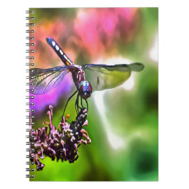 Dragonfly in groen en blauw realistische schilderi notitieboek