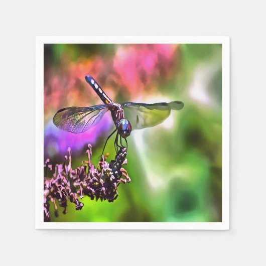 Dragonfly in groen en blauw realistische schilderi servetten (Voorkant)