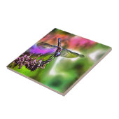 Dragonfly in groen en blauw realistische schilderi tegeltje (Zijkant)