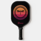 Dragonfly in Retro Sunset met naam Pickleball Paddle (Voorkant)