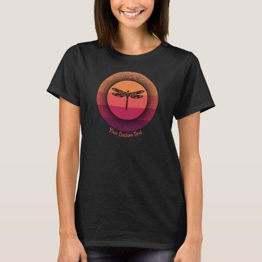 Dragonfly in Retro Sunset met naam T-shirt (Voorkant)