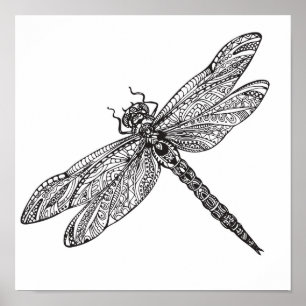 Dragonfly in stijl 2 poster