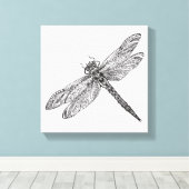 Dragonfly in stijl 6 canvas afdruk (Insitu (Houten vloer))