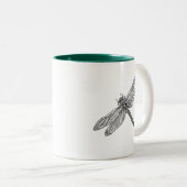 Dragonfly in stijl tweekleurige koffiemok (Voorkant rechts)