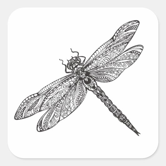 Dragonfly in stijl vierkante sticker (Voorkant)