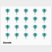 Dragonfly in Turquoise Circle Ronde Sticker (Vel)
