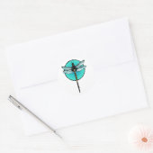 Dragonfly in Turquoise Circle Ronde Sticker (Envelop)