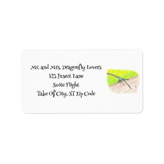 Dragonfly in Watercolor, Custom Address Labels (Voorkant)