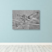Dragonfly in zwart-wit canvas afdruk (Insitu (Houten vloer))