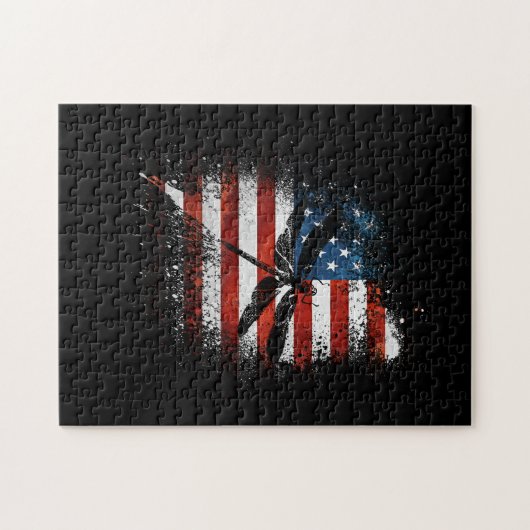 Dragonfly Independence Day Patriotic US Flag Legpuzzel (Horizontaal)