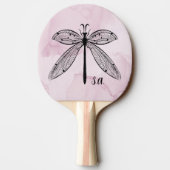 Dragonfly Insect Lover Pink Monogram Tafeltennisbatje (Achterkant)