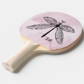 Dragonfly Insect Lover Pink Monogram Tafeltennisbatje (Voorkant Gekanteld)