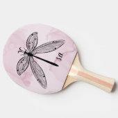 Dragonfly Insect Lover Pink Monogram Tafeltennisbatje (Zijkant)