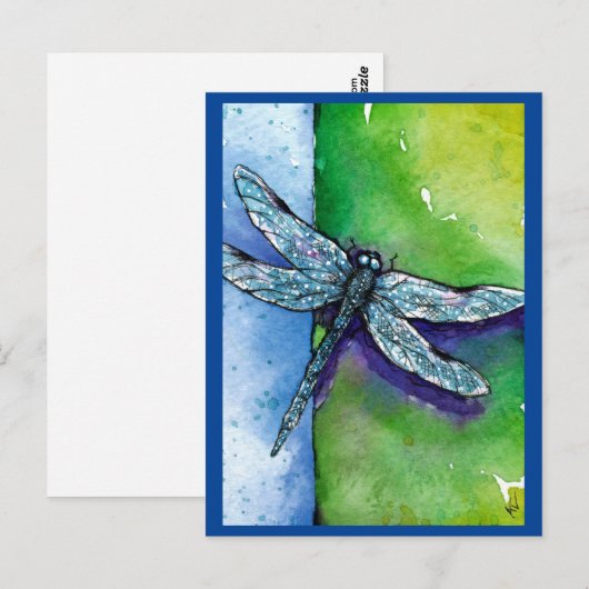 Dragonfly, insect, natuur, briefkaart van het noor (Voorkant / Achterkant)
