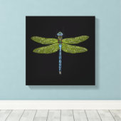 Dragonfly-insect sluit levendige kleuren canvas afdruk (Insitu (Houten vloer))
