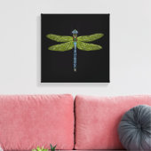 Dragonfly-insect sluit levendige kleuren canvas afdruk (Insitu (Woonkamer))