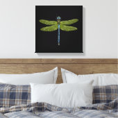Dragonfly-insect sluit levendige kleuren canvas afdruk (Insitu (Slaapkamer))