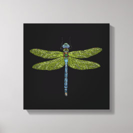 Dragonfly-insect sluit levendige kleuren canvas afdruk