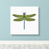 Dragonfly-insect sluit levendige kleuren canvas afdruk (Insitu (Houten vloer))