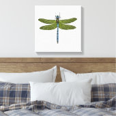 Dragonfly-insect sluit levendige kleuren canvas afdruk (Insitu (Slaapkamer))