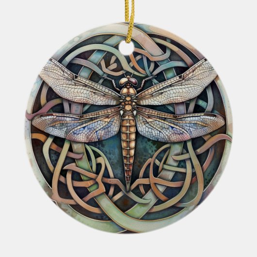 Dragonfly Keltische knoop Keramisch Ornament (Voorkant)
