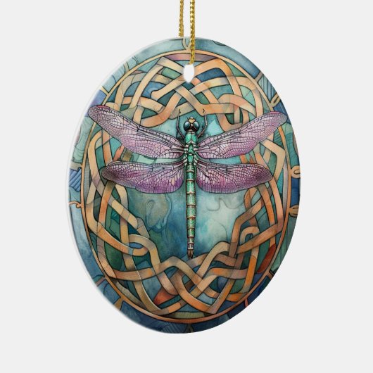 Dragonfly Keltische knoop Keramisch Ornament (Rechts)