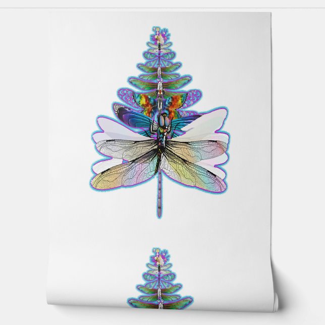 Dragonfly Kerstboom Behang (Afrollen)