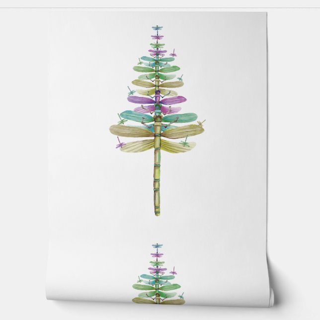 Dragonfly-kerstboom Behang (Afrollen)