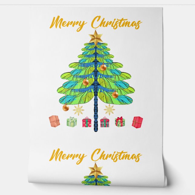 Dragonfly kerstboom - cadeautjes behang (Afrollen)