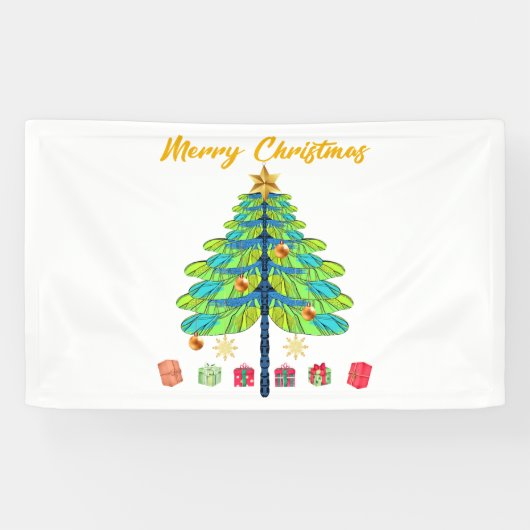 Dragonfly kerstboom - cadeautjes spandoek (Horizontaal)