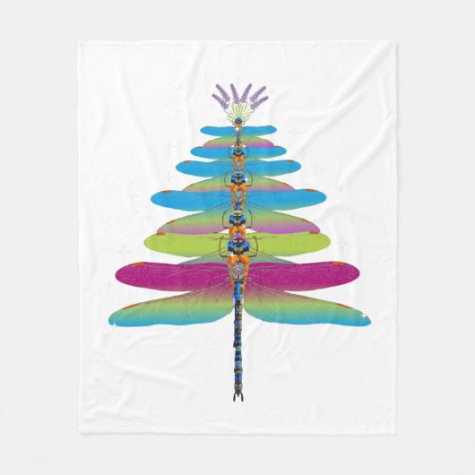 Dragonfly kerstboom Funny Insect Lover Xmas Fleece Deken (Voorkant)