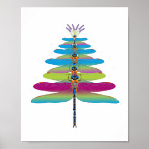 Dragonfly kerstboom Funny Insect Lover Xmas Poster