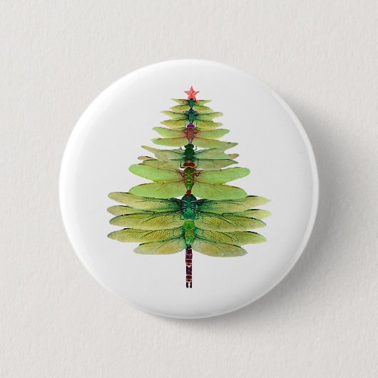 dragonfly kerstboom ronde button 5,7 cm (Voorkant)