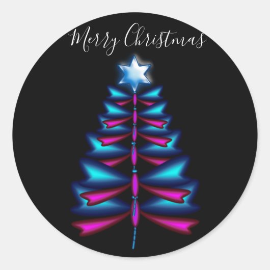 Dragonfly Kerstboom Ronde Sticker (Voorkant)
