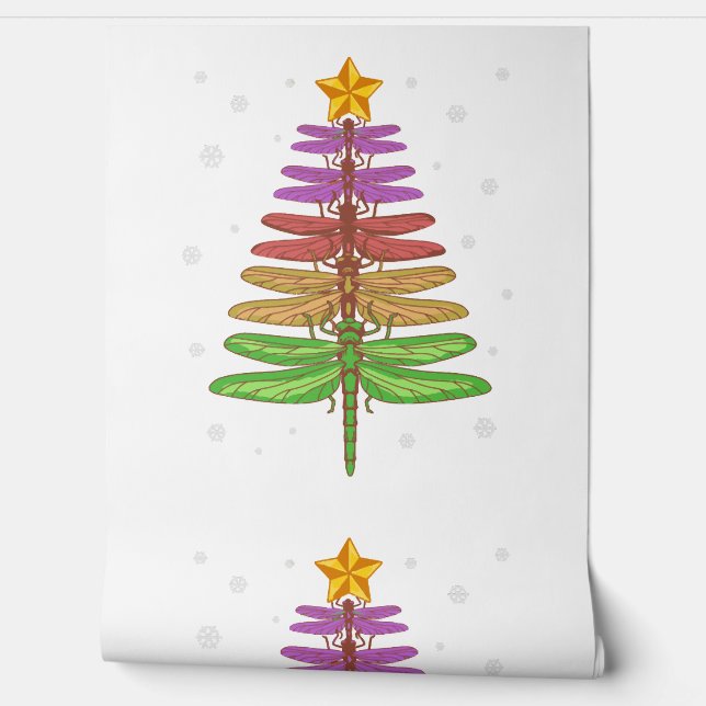Dragonfly kerstboom Shirt Insect Lover Xmas C Behang (Afrollen)