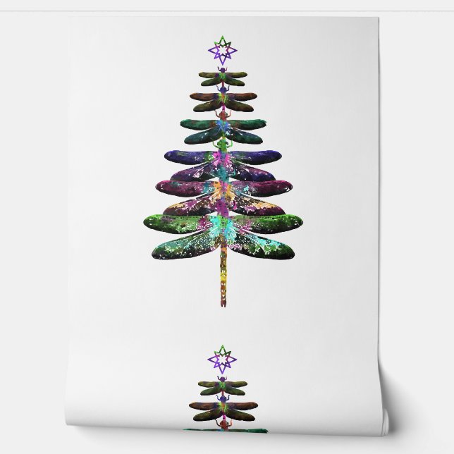 Dragonfly kerstboom Shirt Insect Lover Xmas C Behang (Afrollen)