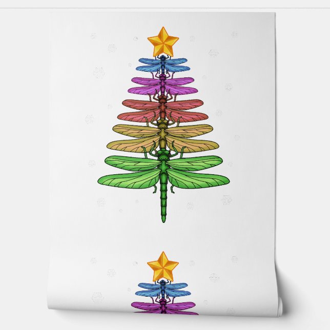 Dragonfly kerstboom Shirt Insect Lover Xmas C Behang (Afrollen)